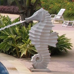 景區(qū)大理石海馬雕塑噴水海馬石雕海洋生物小品擺件